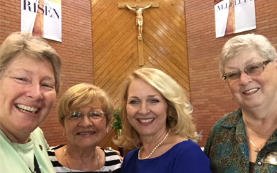 Associates gathered in Chatawa, Mississippi, in 2018 to celebrate a covenanting. All four of the women in this photo were marking a significant year. L to R: Anne Carey (15 years), Carolyn Jordan (15 y), Cherie Bailey (15 y) and Patsy Boyd (20 y).  