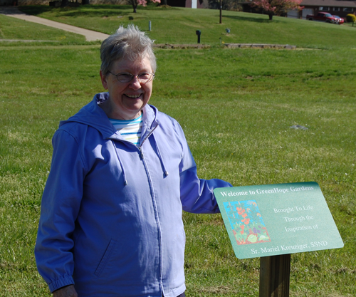 Sister Mariel Kreuziger at the dedication of the garden May 2012